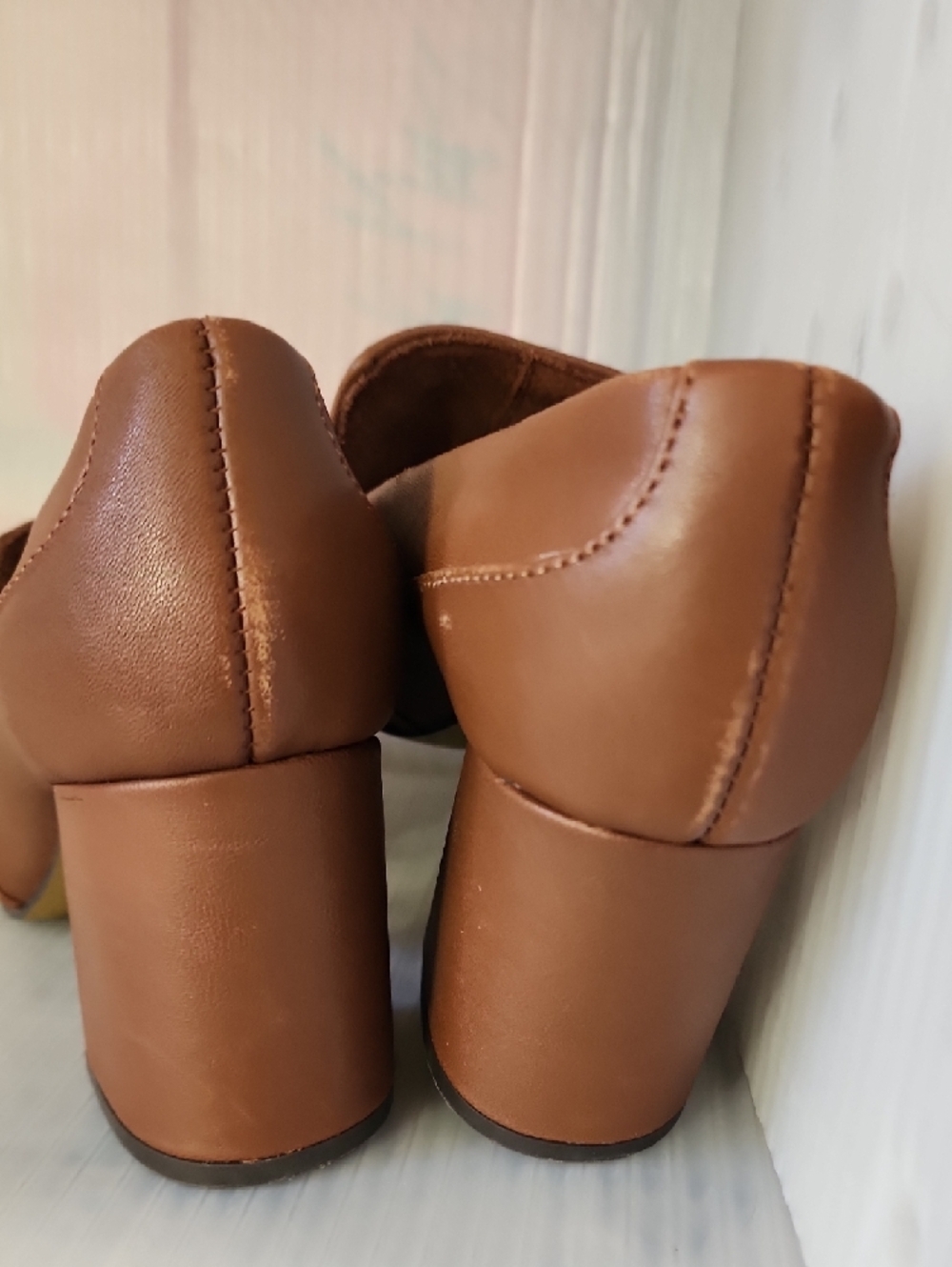 $125 Bella Vita Brown Chain-Detail Leather Loafers - Picture 6 of 8